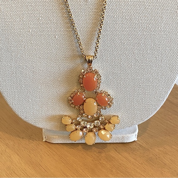 J. Crew Orange Rhinestone Pendant Necklace - Picture 2 of 4